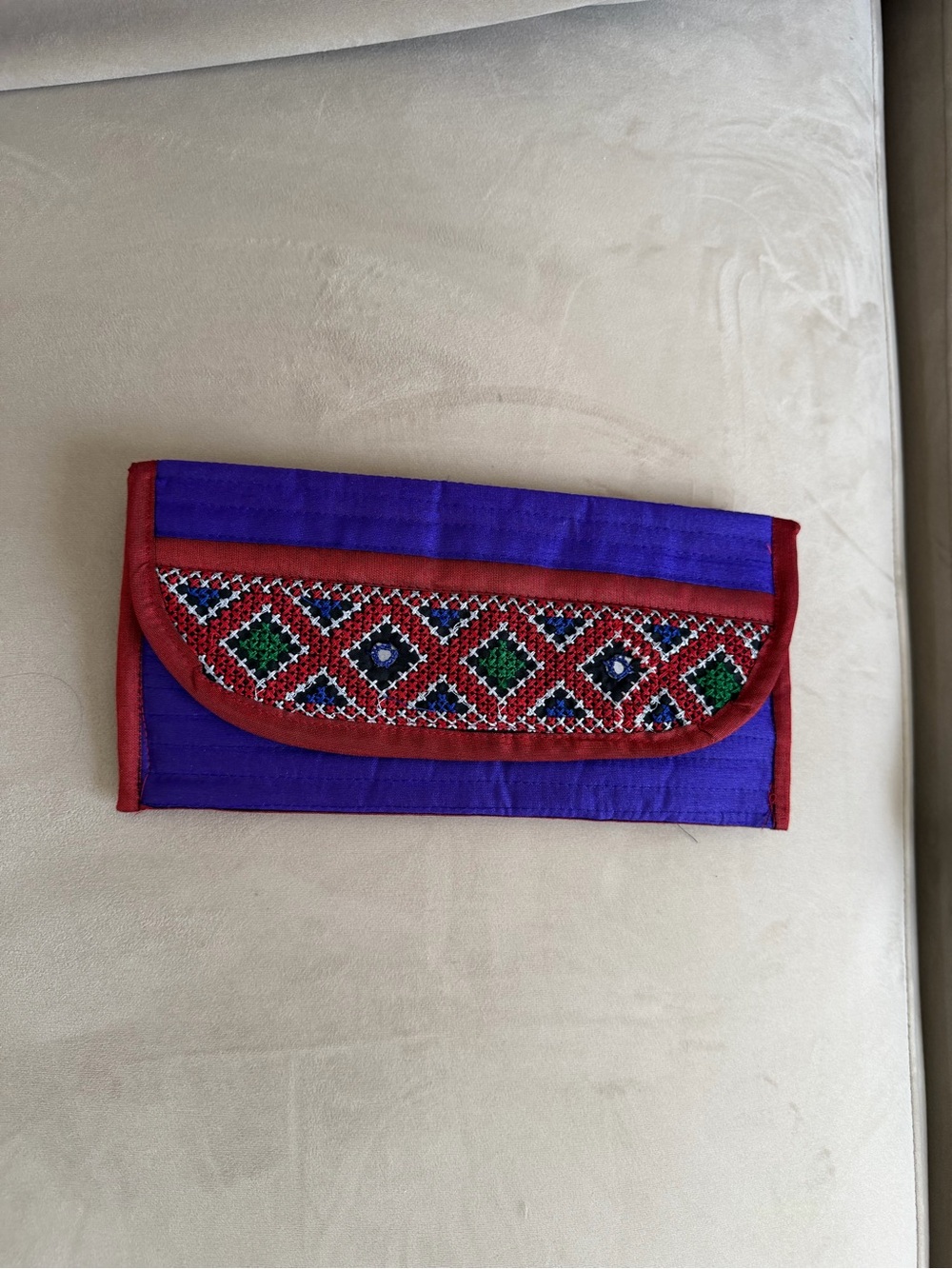 Handcrafted Purple & Red Embroidered Women's Clutch